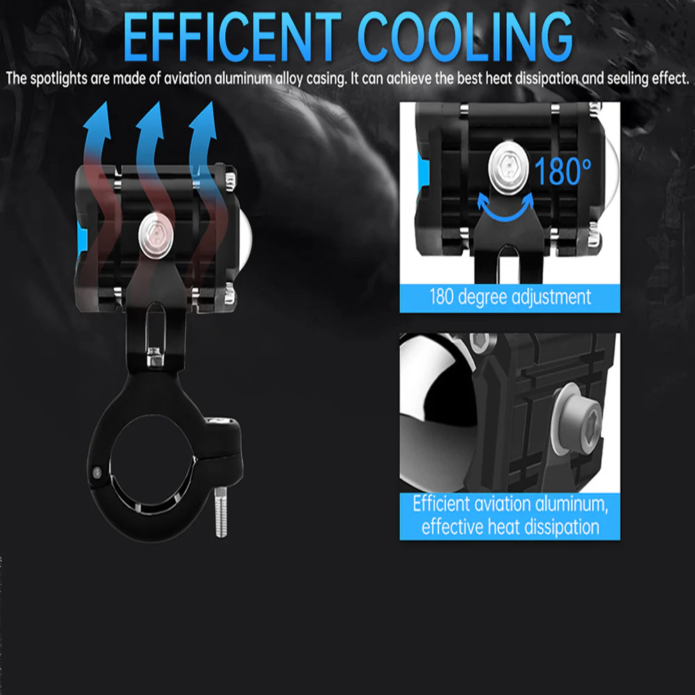2-Pack 60W Red LED Motorcycle and ATV Spotlights with 4 Lighting Modes and Music Sync - Image 6