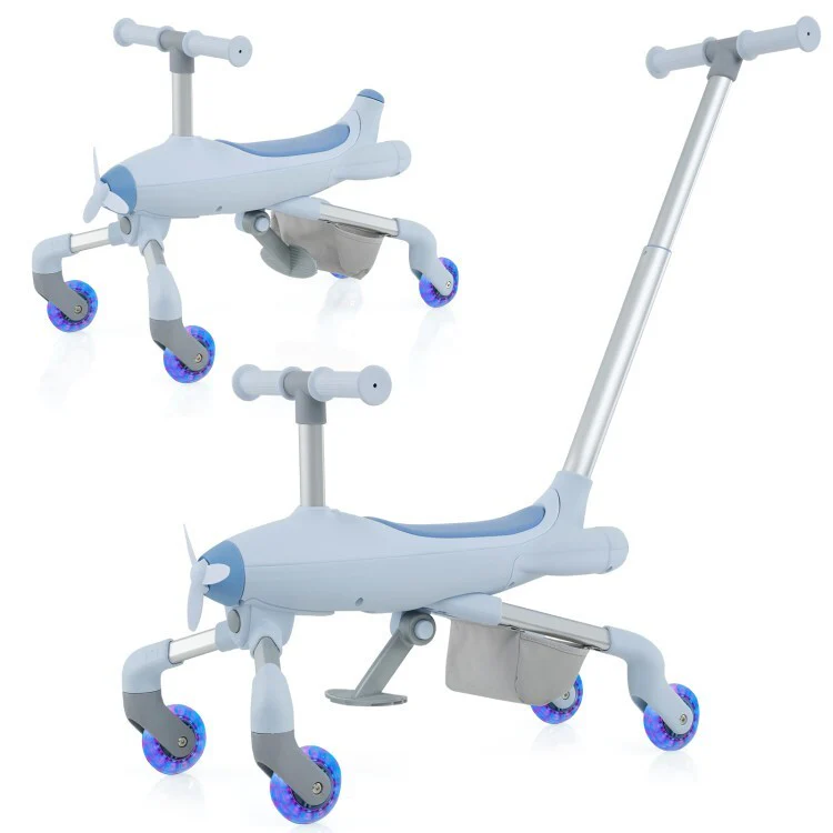 Convertible Kids Ride-On Push Car with LED Lighted Wheels and Adjustable Parent Handle