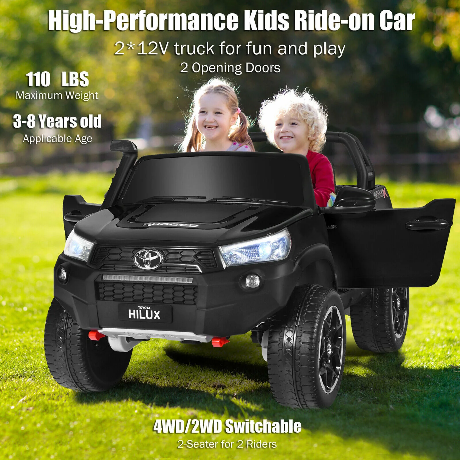 2x12V Official Toyota Hilux Ride On Truck Car 2-Seater 4WD with Remote Control - Image 4