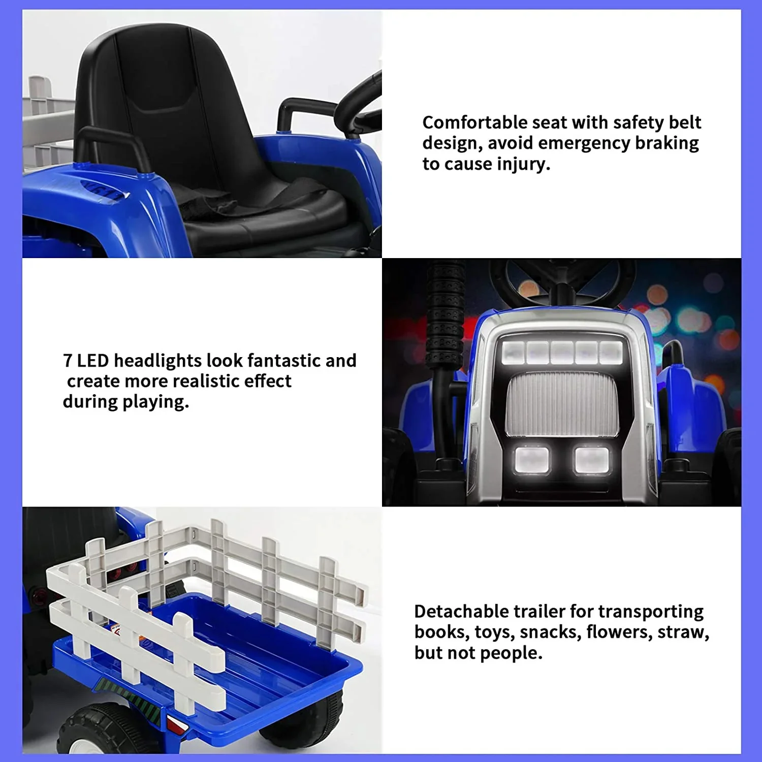 Kids Electric Ride-On Tractor with Remote Control, 2x35W Motor, 7 LED Lights, EVA Tires - Image 2