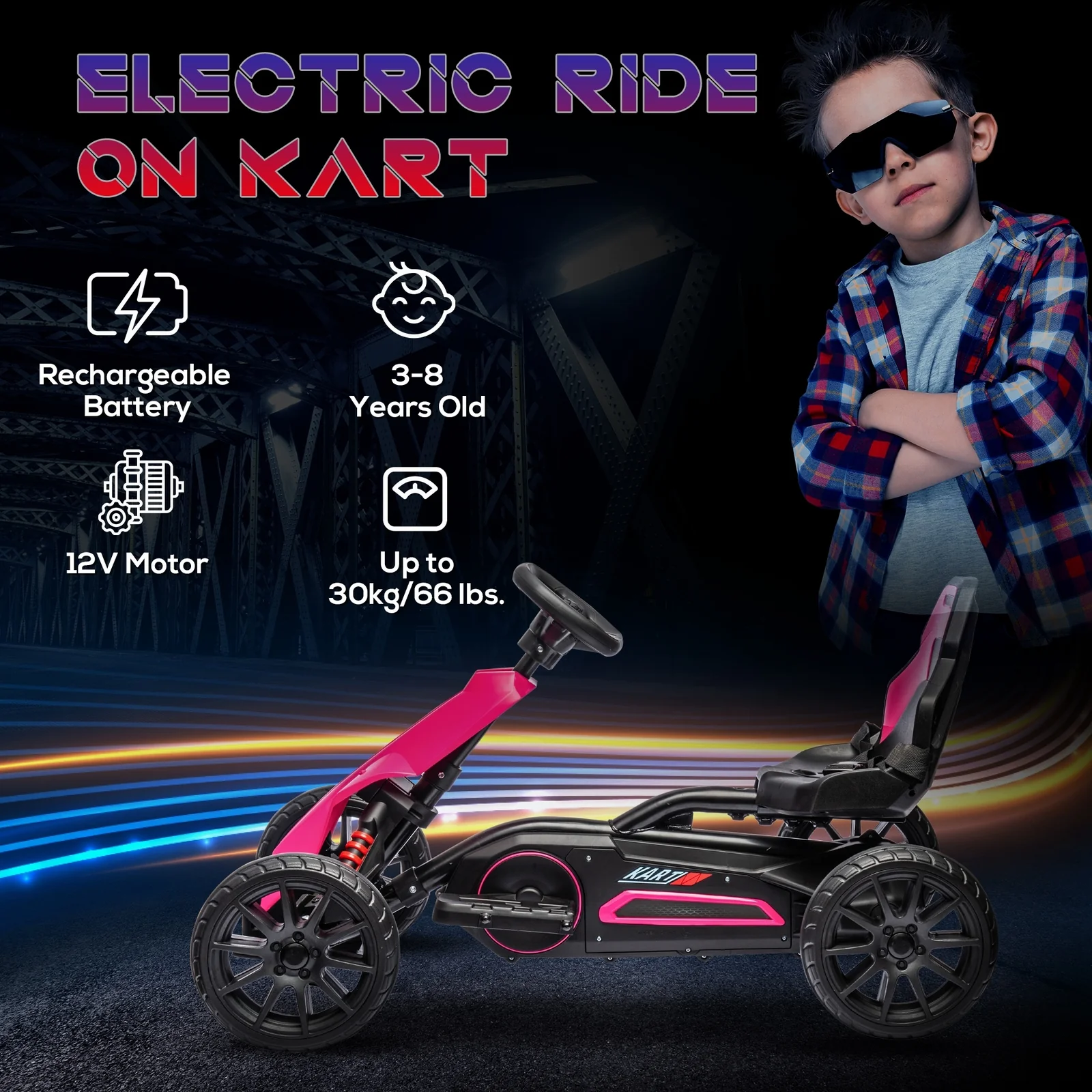 3.1 MPH Electric Go-Kart for Kids Outdoor Drifting Ride-On Toy Ages 3-8 - Image 4