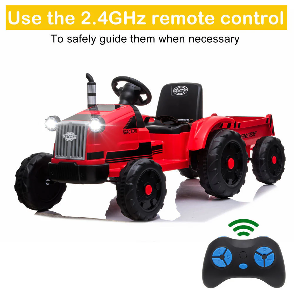 3-Gear-Shift Ground Loader Ride On Toy with LED Lights and Trailer Attachment - Image 4