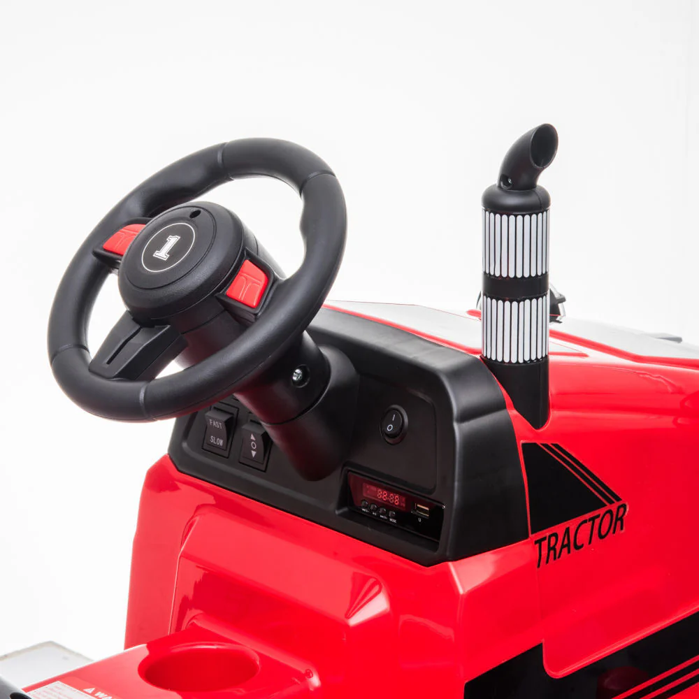 3-Gear-Shift Ground Loader Ride On Toy with LED Lights and Trailer Attachment - Image 6