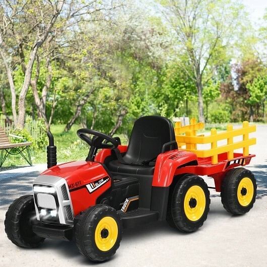3-Gear-Shift Ground Loader Tractor for Kids 3+ Years Old - Red - Image 2