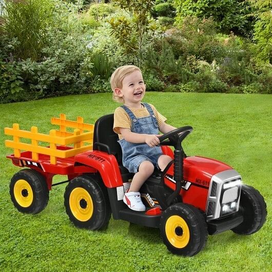 3-Gear-Shift Ground Loader Tractor for Kids 3+ Years Old - Red - Image 3