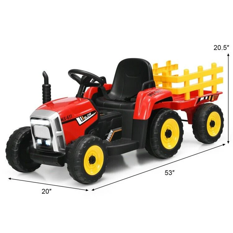 3-Gear-Shift Kids Tractor with Trailer Loader and Ground Battery for Toddlers (12V) - Image 4