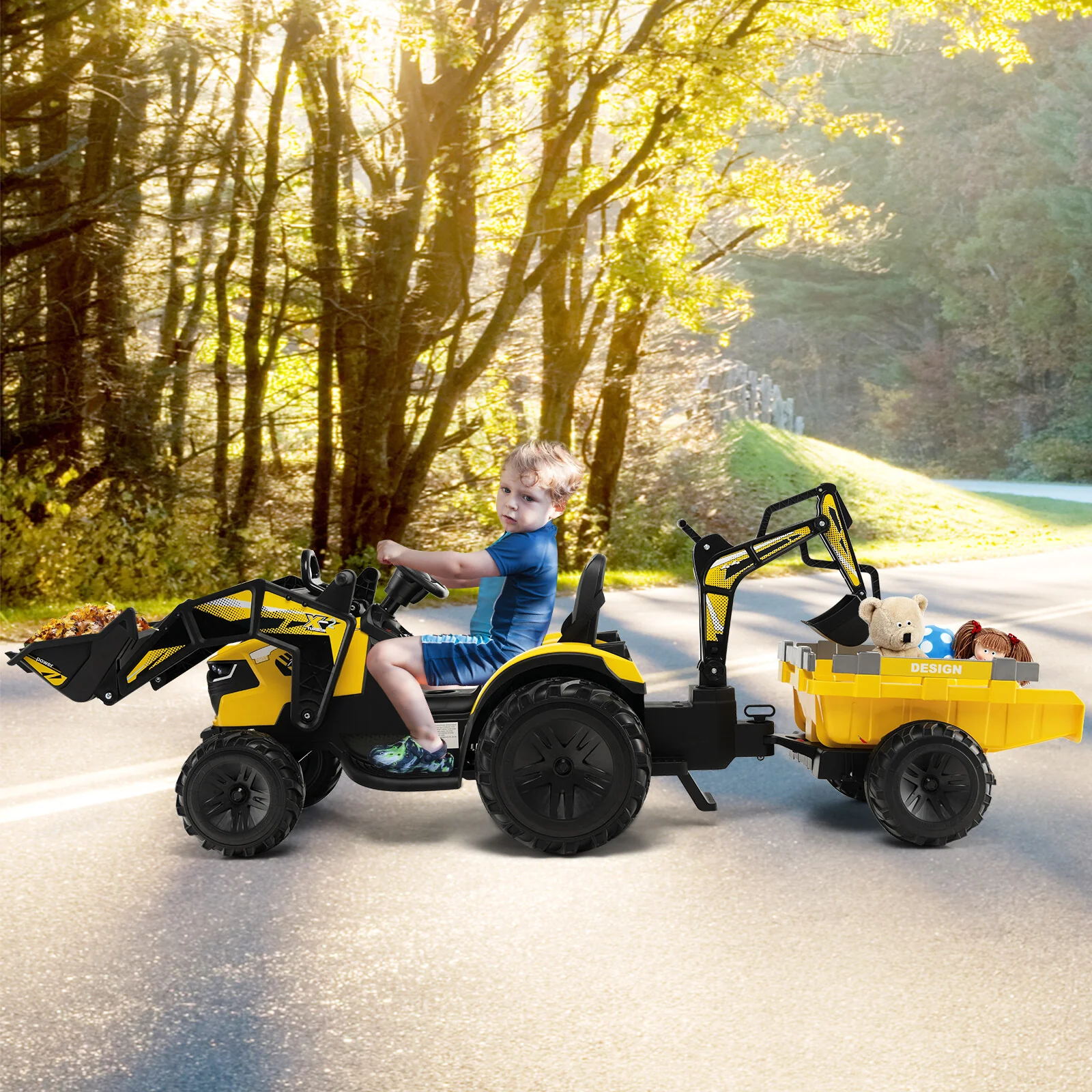 3-in-1 Kids Electric Excavator Ride-On with 12V Rechargeable Battery and 2 Modes - Image 3