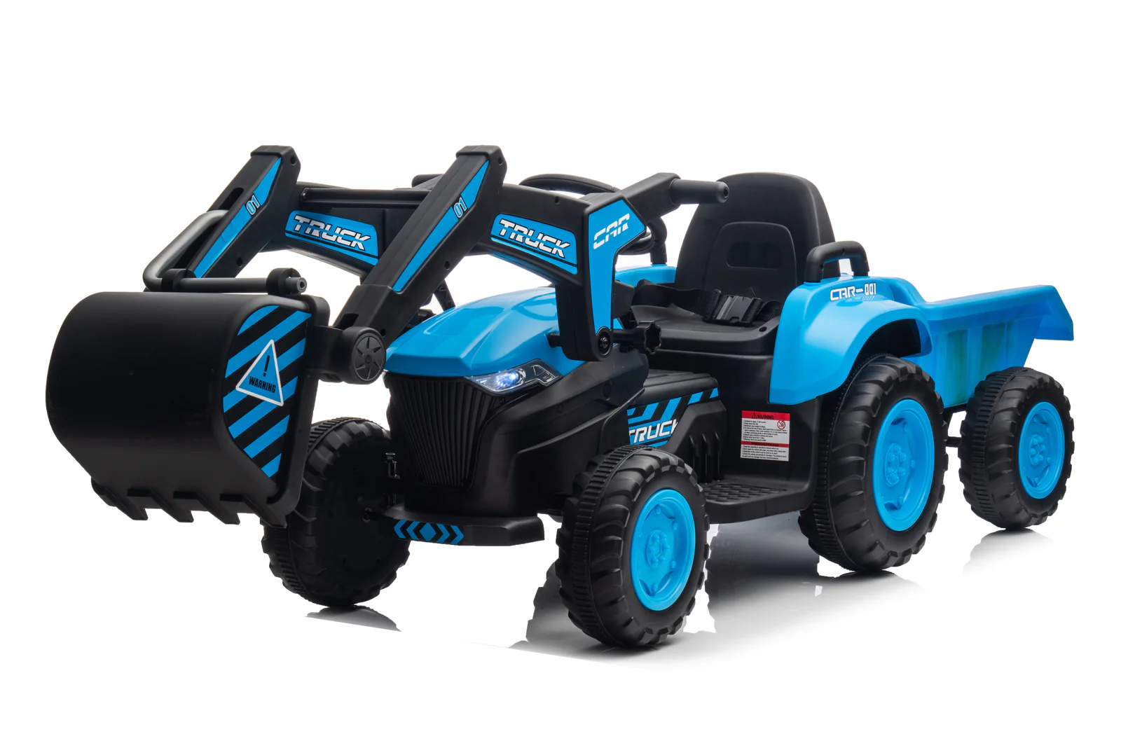 3-in-1 Kids Electric Ride-On Tractor with Excavator, Bulldozer, Remote Control, and Trailer 12V - Image 9