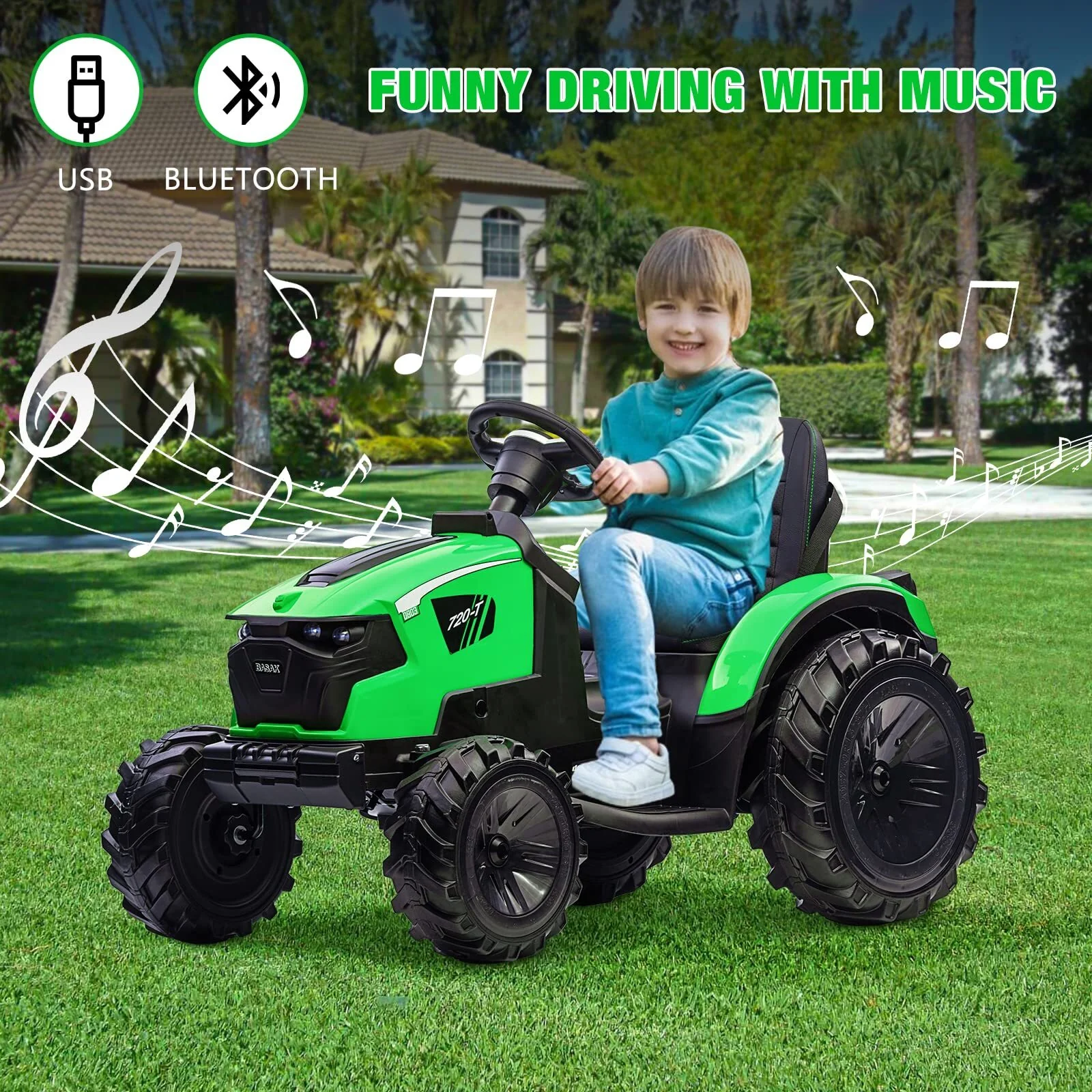 3-in-1 Kids 24V Electric Ride-On Tractor with Trailer and Remote Control - Image 10