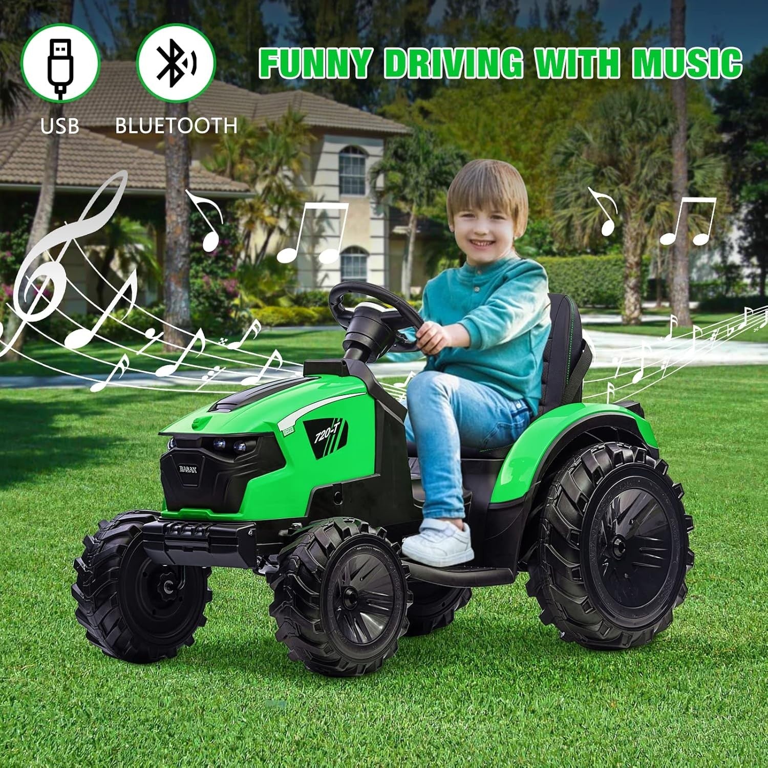 3-in-1 Kids Electric Ride-On Tractor Excavator Bulldozer Vehicle with Trailer 24V - Image 10