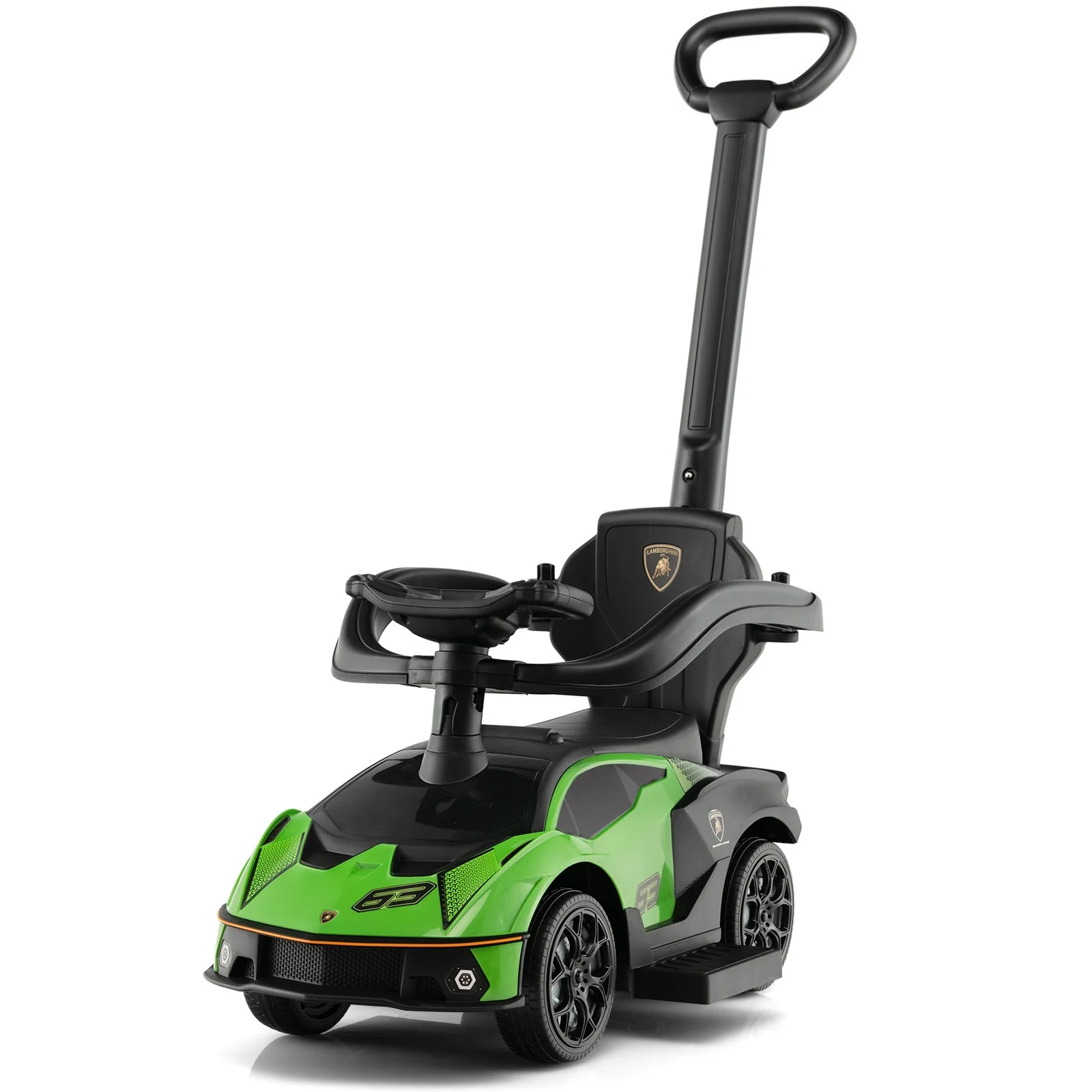 3-in-1 Licensed Lamborghini Ride-On Push Car Stroller Sliding Car with Sound Green