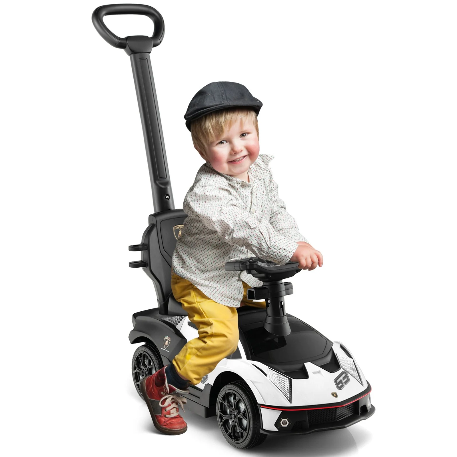 3-in-1 Licensed Lamborghini Ride-On Push Car Stroller Sliding Car with Sound and Music - Image 10