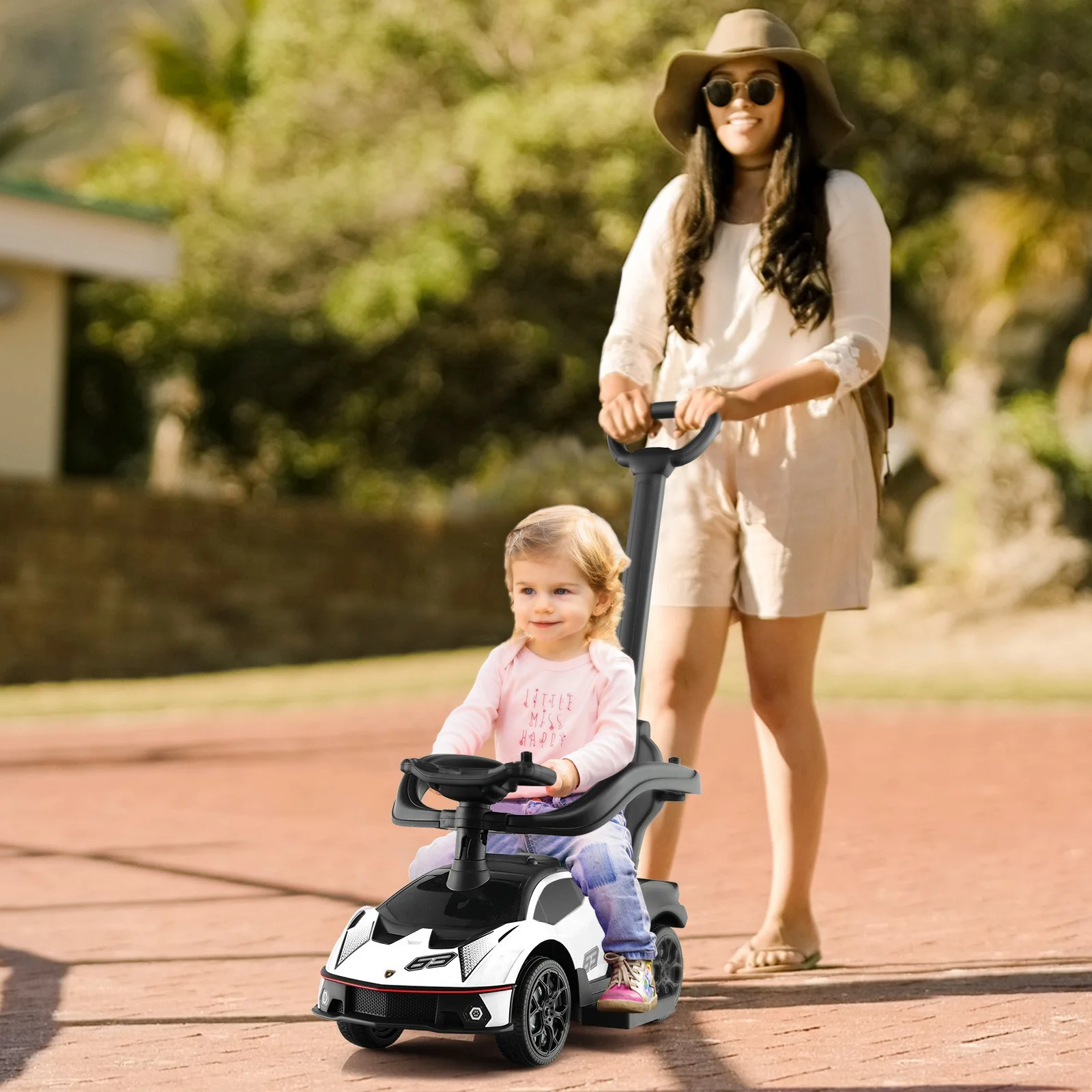 3-in-1 Licensed Lamborghini Ride-On Push Car Stroller Sliding Car with Sound and Music - Image 3