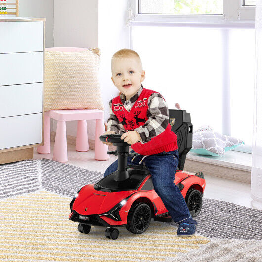 3-in-1 Licensed Lamborghini Ride-On Toy Stroller in Red - Image 2