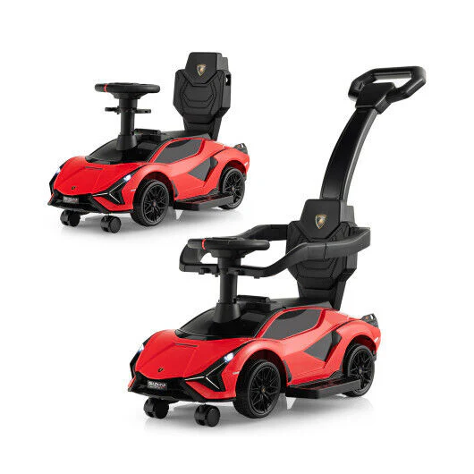 3-in-1 Licensed Lamborghini Ride-On Toy Stroller in Red - Image 3
