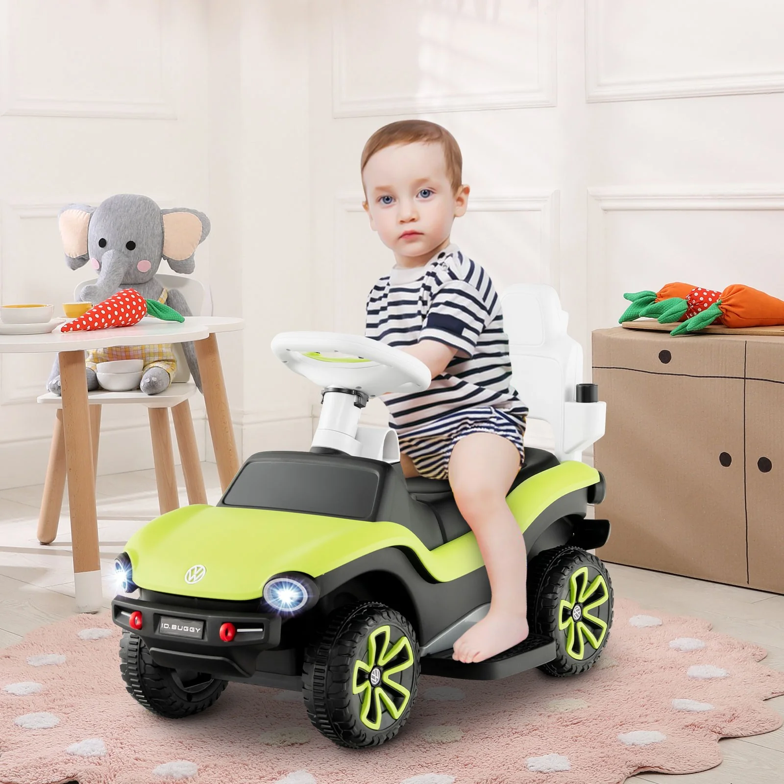 3-in-1 Licensed Volkswagen Kids Ride-On Push and Sliding Car with Lights and Music - Image 4