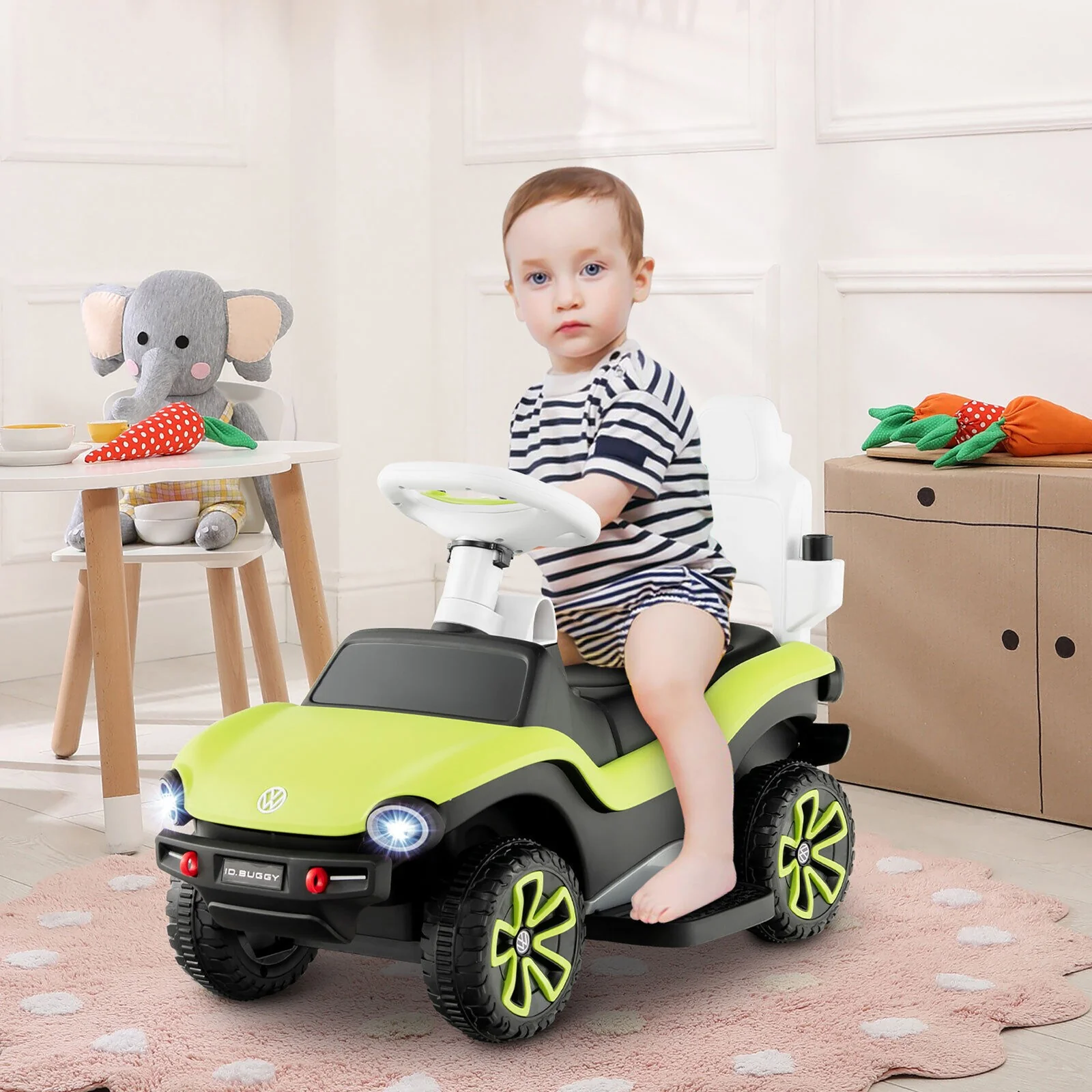 3-in-1 Licensed Volkswagen Kids Ride-On Push and Sliding Car with Music and Lights - Image 4