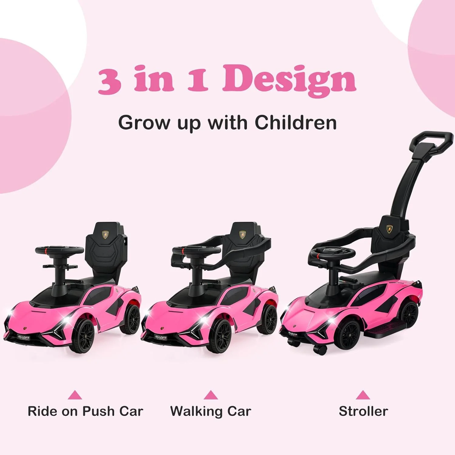 Lamborghini SIAN 3-in-1 Ride-On Push Car for Babies with Parental Control - Image 3