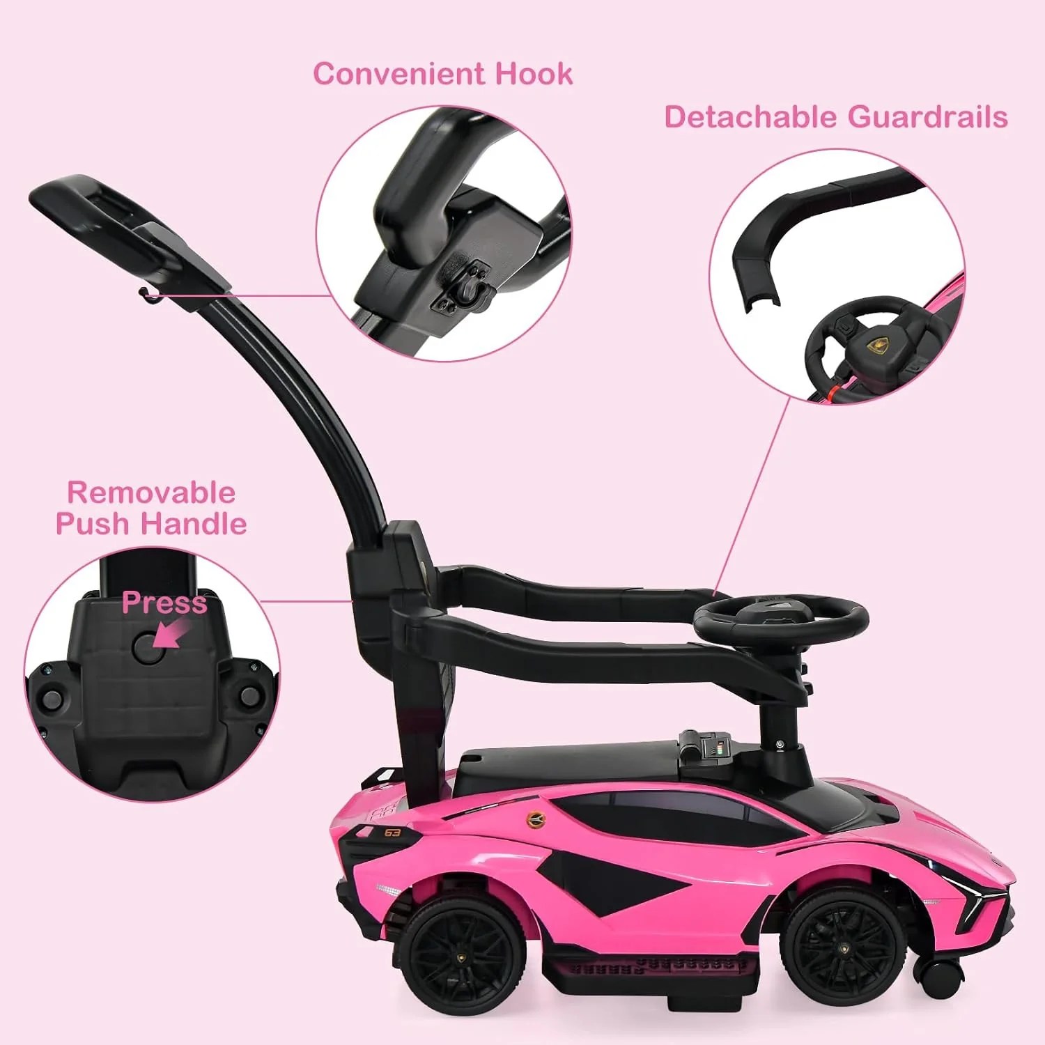 Lamborghini SIAN 3-in-1 Ride-On Push Car for Babies with Parental Control - Image 8