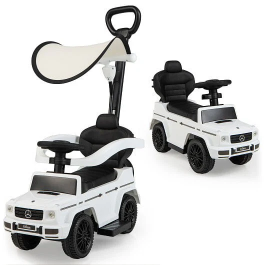 3-in-1 Ride-On Push Car Stroller Sliding Car with Canopy and Music, Mercedes-Benz G350 Style