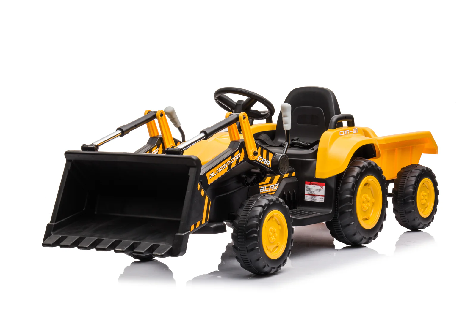 3-in-1 12V Ride-On Tractor and Bulldozer with Detachable Trailer for Kids - Image 4