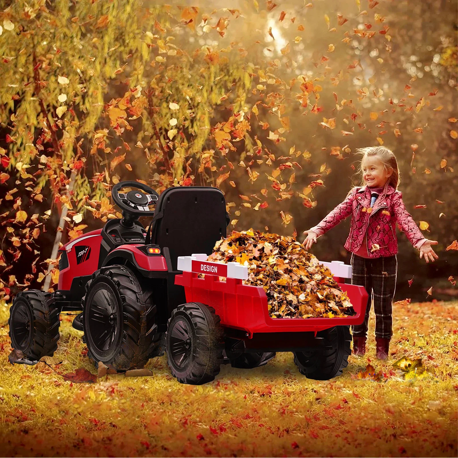 3-in-1 Ride-On 24V Electric Tractor, Excavator, and Bulldozer Vehicle with Trailer - Image 7