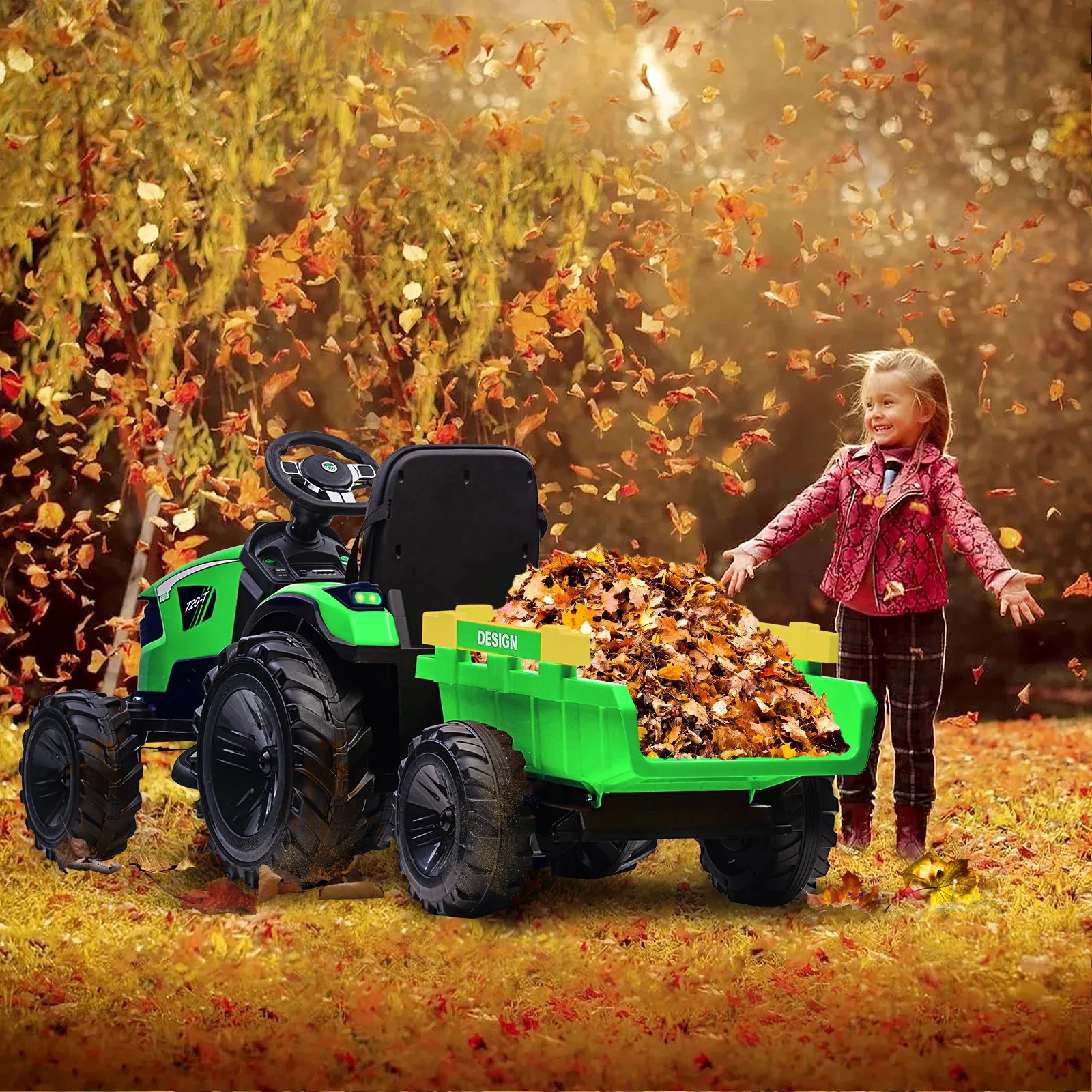 3-in-1 Ride-On 24V Electric Tractor, Excavator & Bulldozer with Trailer for Kids - Image 4
