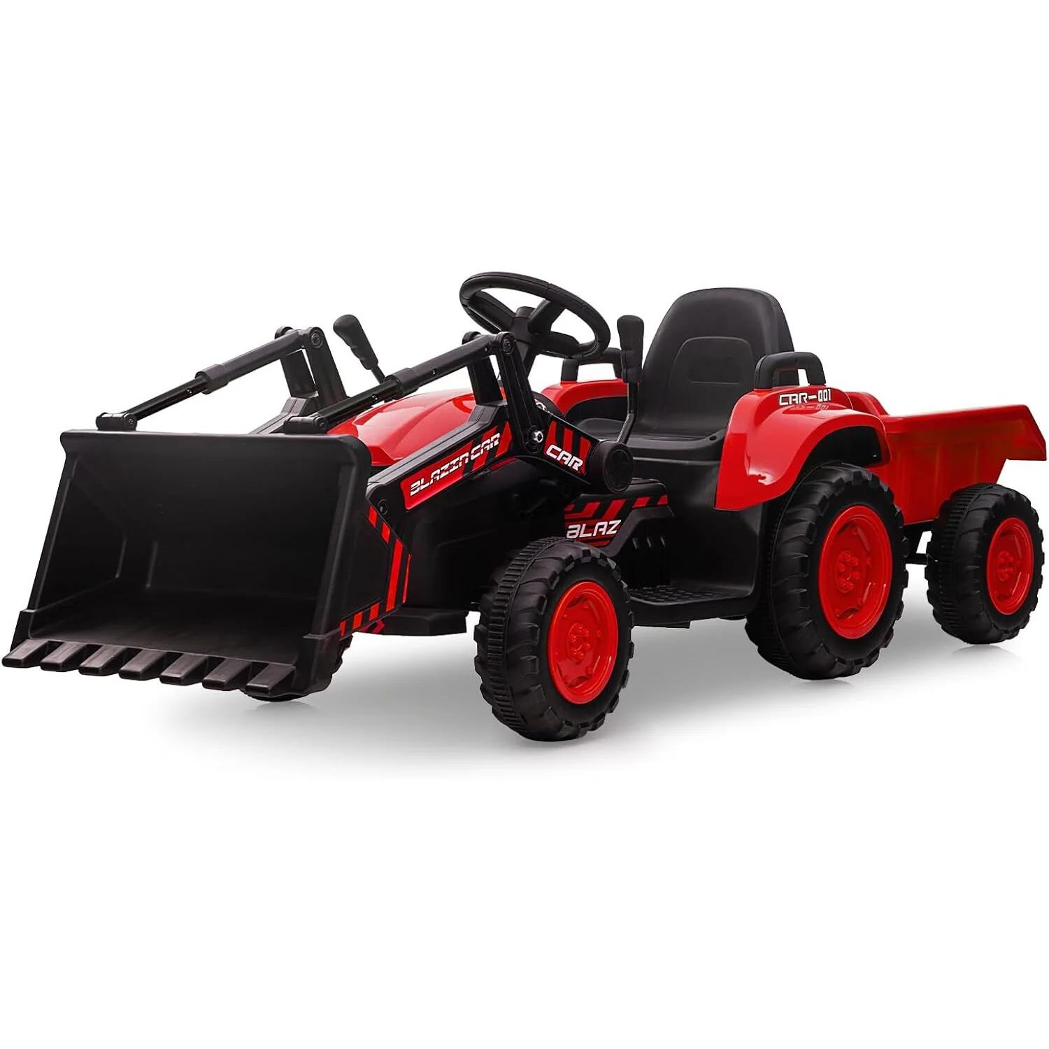3-in-1 Kids Electric Ride-On Tractor with Trailer 12V Battery and Remote Control