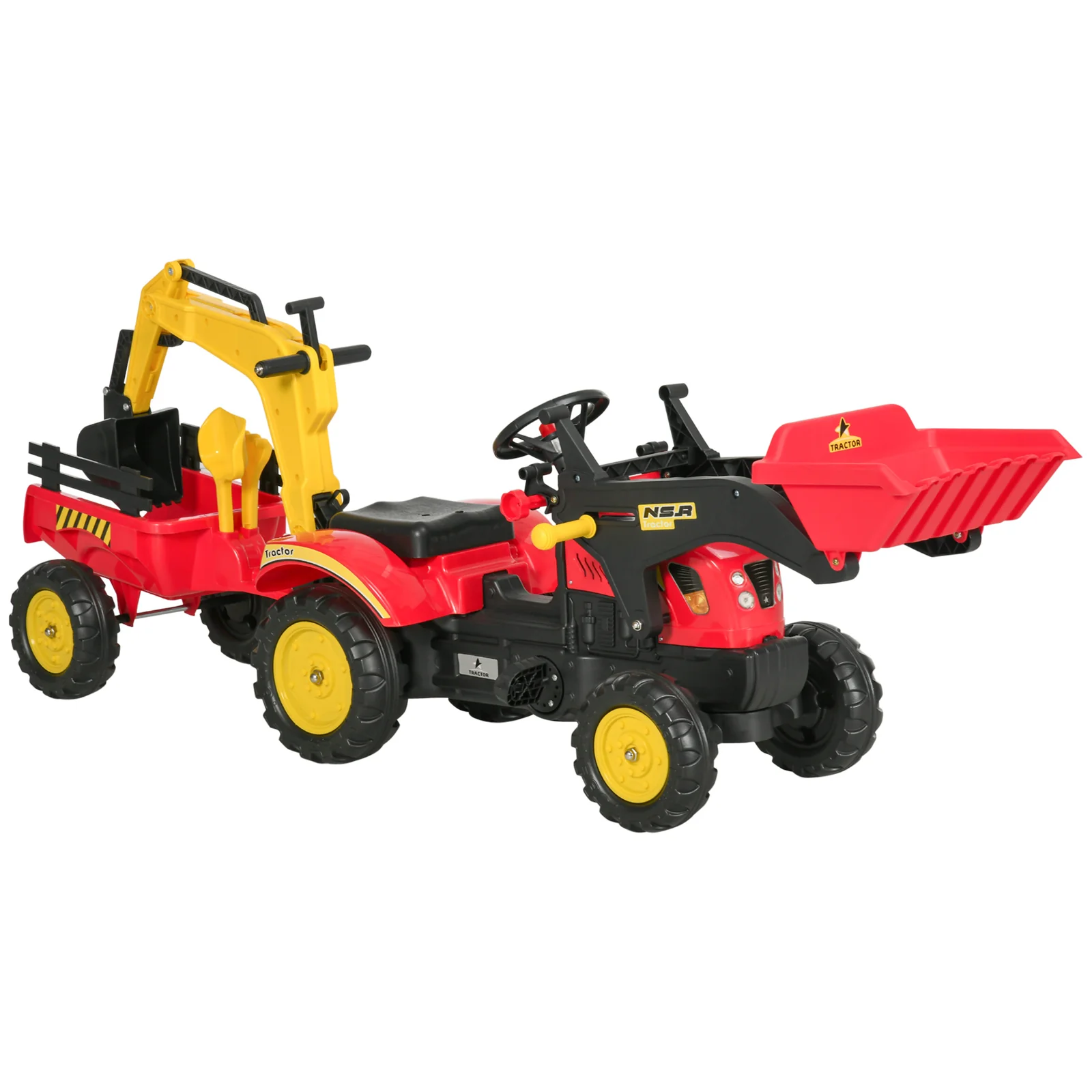 3-in-1 Kids Pedal Ride-On Excavator Bulldozer Digger Toy with Forward Movement - Image 8