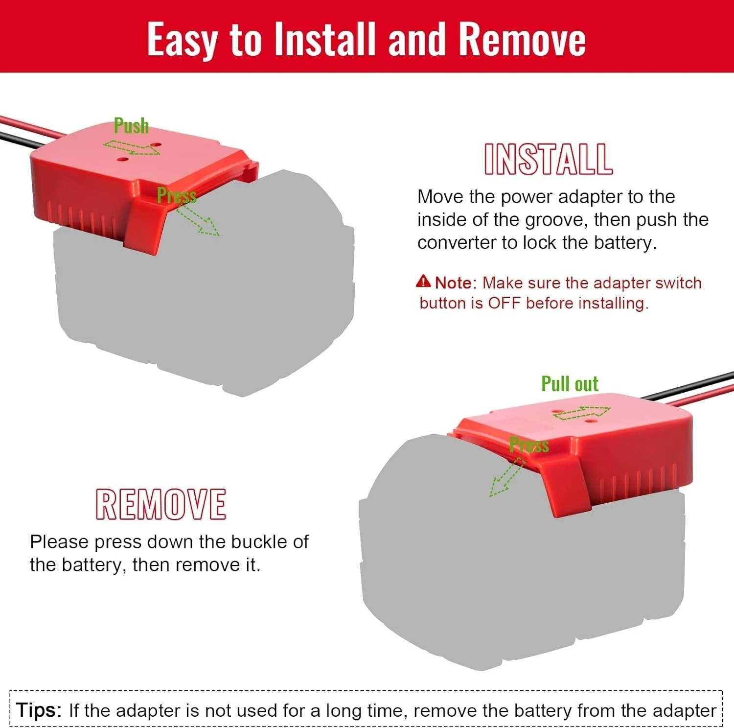 3-Pack 18V Battery Adapter Kit with Fuse Switch and Terminals for Milwaukee Tools - Image 7