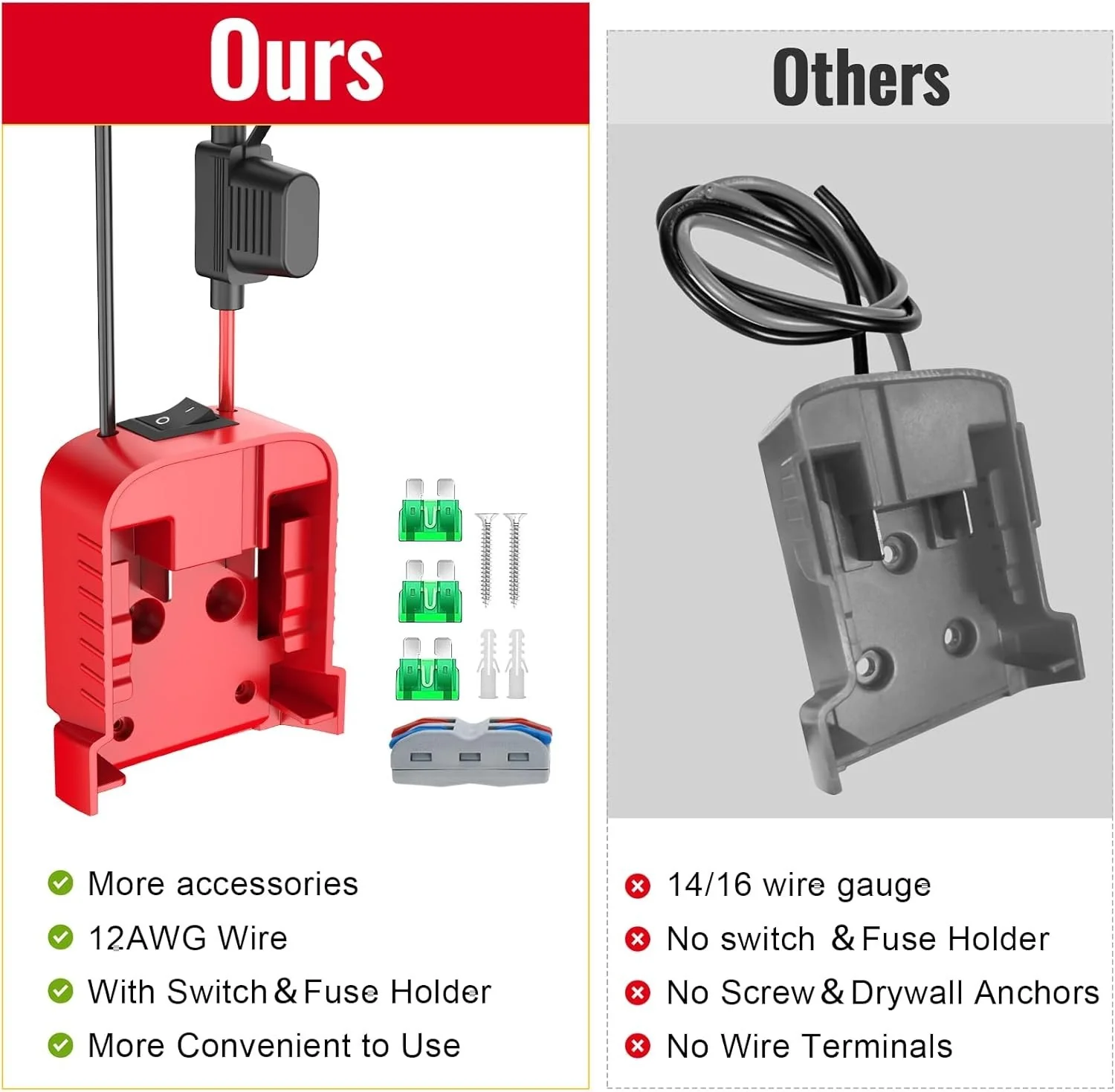 3-Pack 18V Battery Adapter Kit with Fuse Switch and Terminals for Milwaukee Tools - Image 8