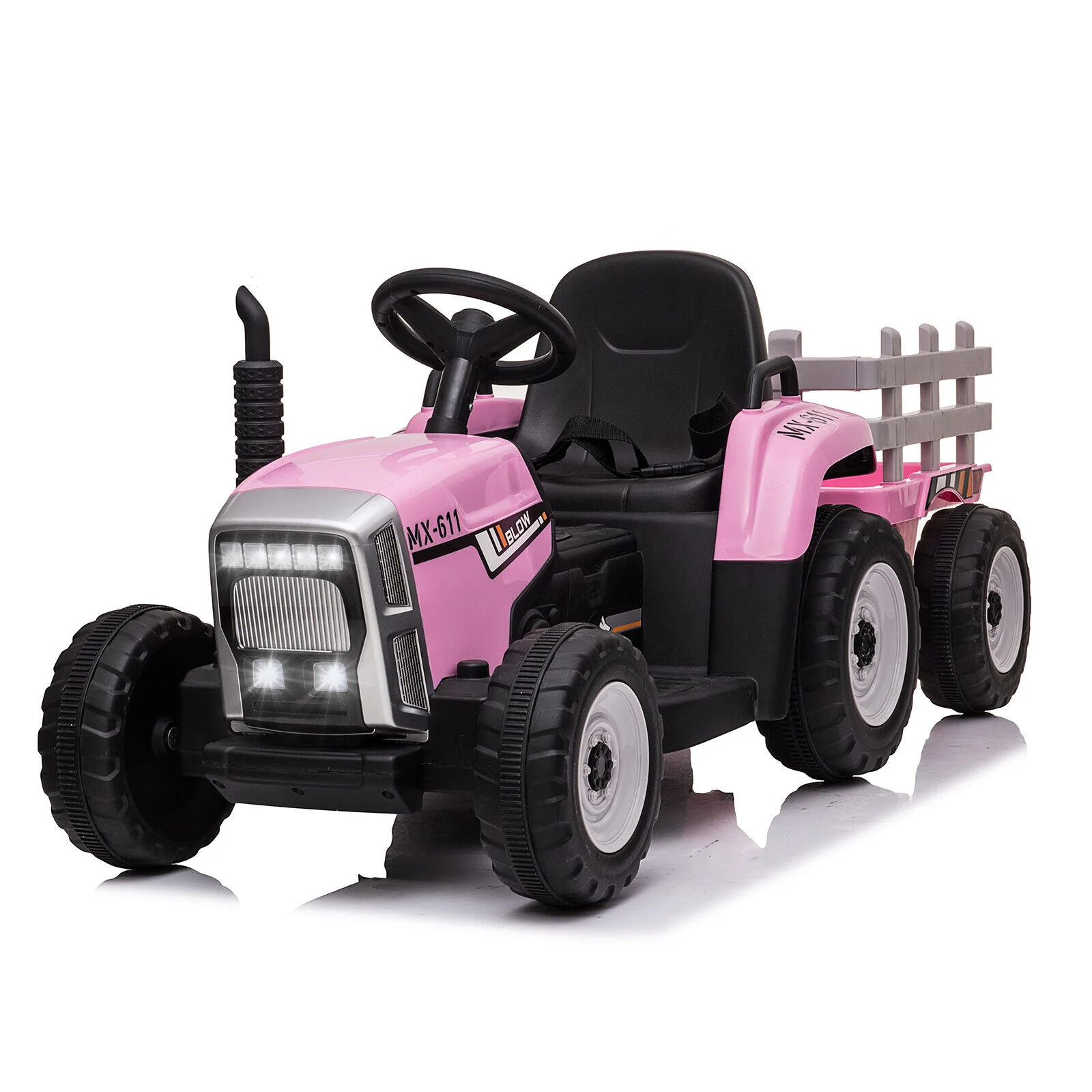 3-Speed Electric Ride On Tractor Toy with Trailer for Kids - Remote Controlled - Image 12