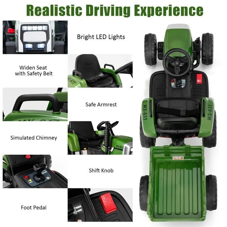 3-Speed Kids Ride-On Tractor with Ground Loader Attachment - Image 8