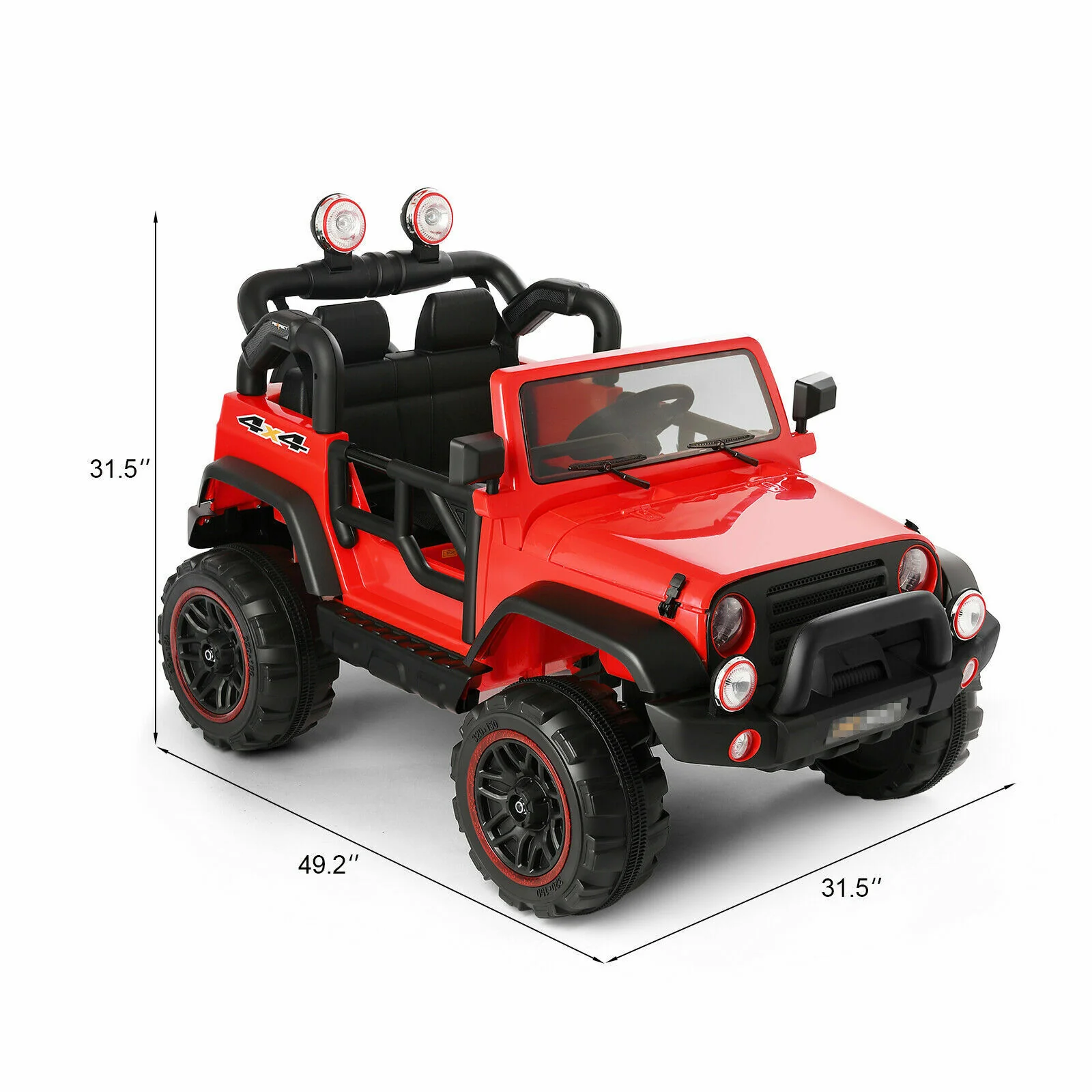 3-Speed Red Ride On Car Truck for Kids with RC, MP3, LED Lights, USB, and Cover - 12V - Image 3