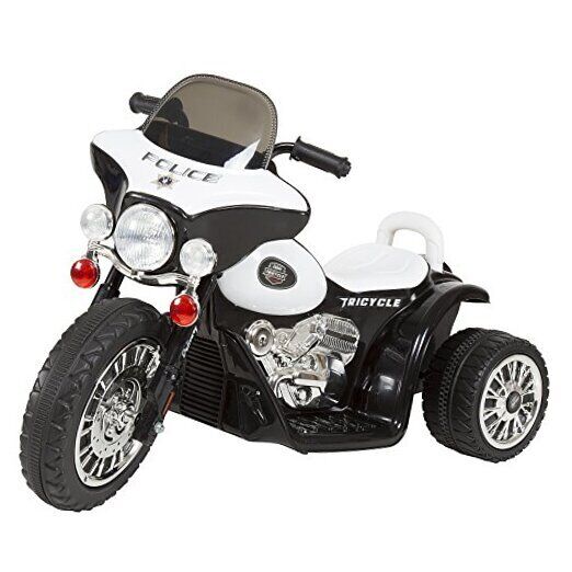 3-Wheel Battery Powered Kids Motorbike Toy in White and Black - Image 3