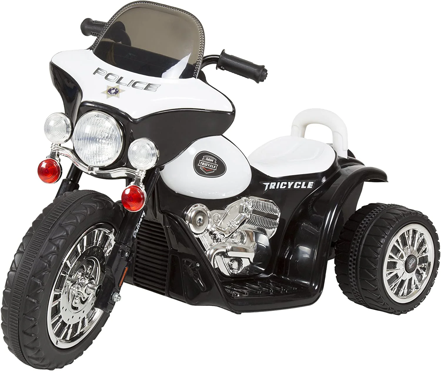 3-Wheel Battery-Powered Kids Motorbike with Police Decals - Image 11