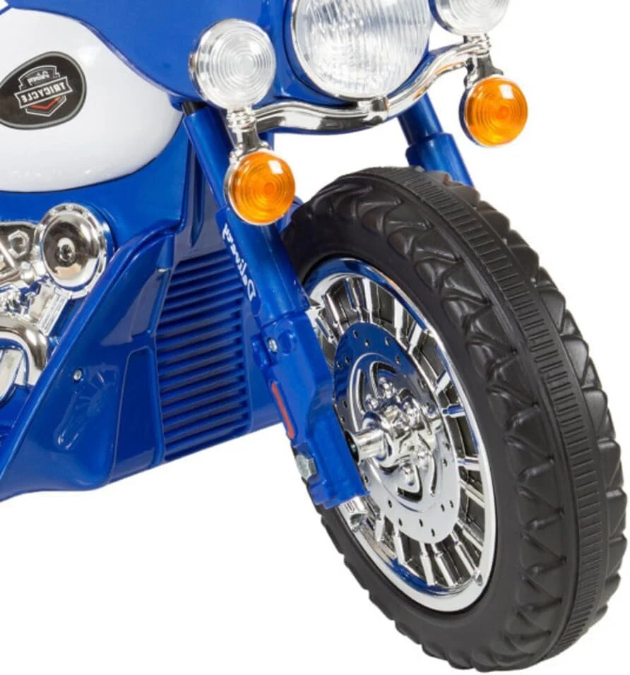 Battery-Powered 3-Wheel Kids Motorcycle Trike for Imaginative Play Police Blue - Image 8