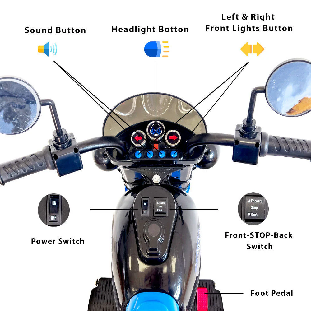 3-Wheel Chopper Motorbike Toy for Kids with LED Lights - Image 2