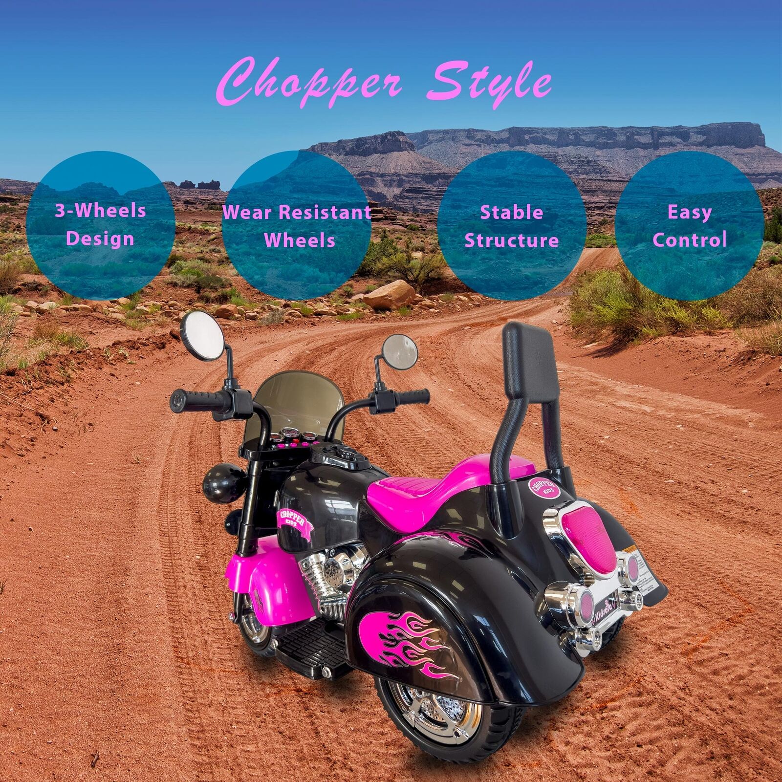 3-Wheel Chopper Motorbike Toy for Kids with LED Lights - Harley Motorcycle Inspired - Image 23