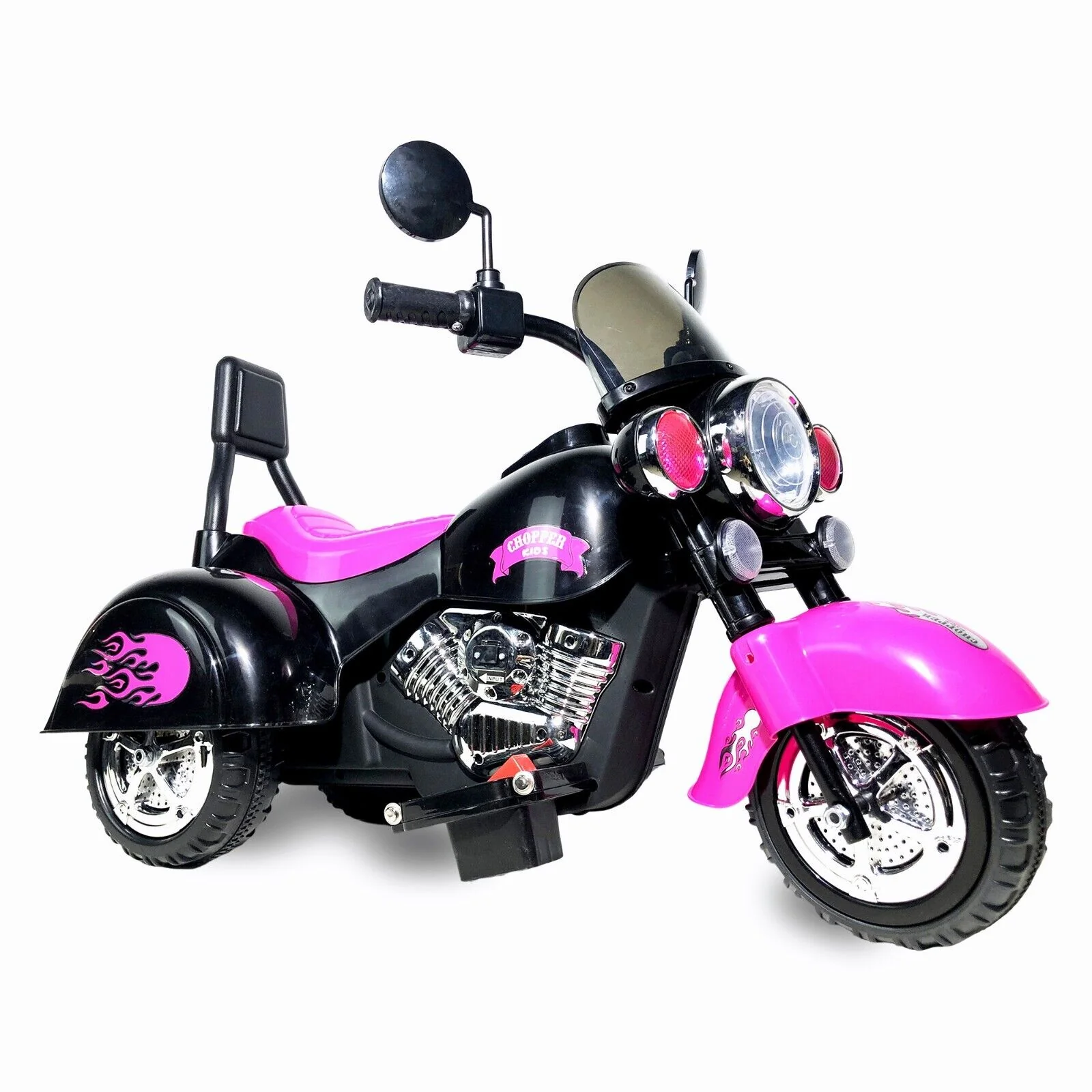 3-Wheel Chopper Ride-On Motorcycle Toy for Kids with LED Headlights - Image 14