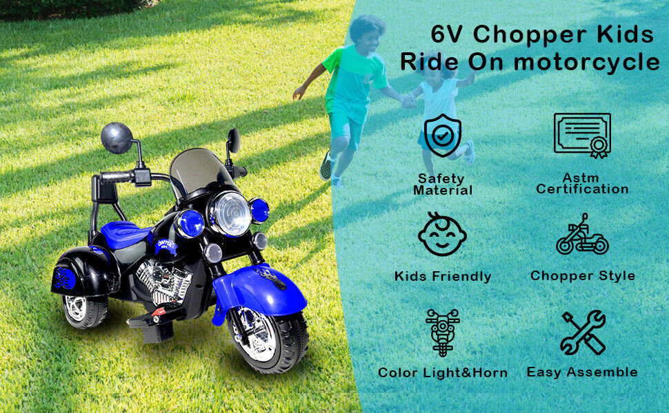 3-Wheel Chopper Ride-On Motorcycle Toy for Kids with LED Headlights - Image 31