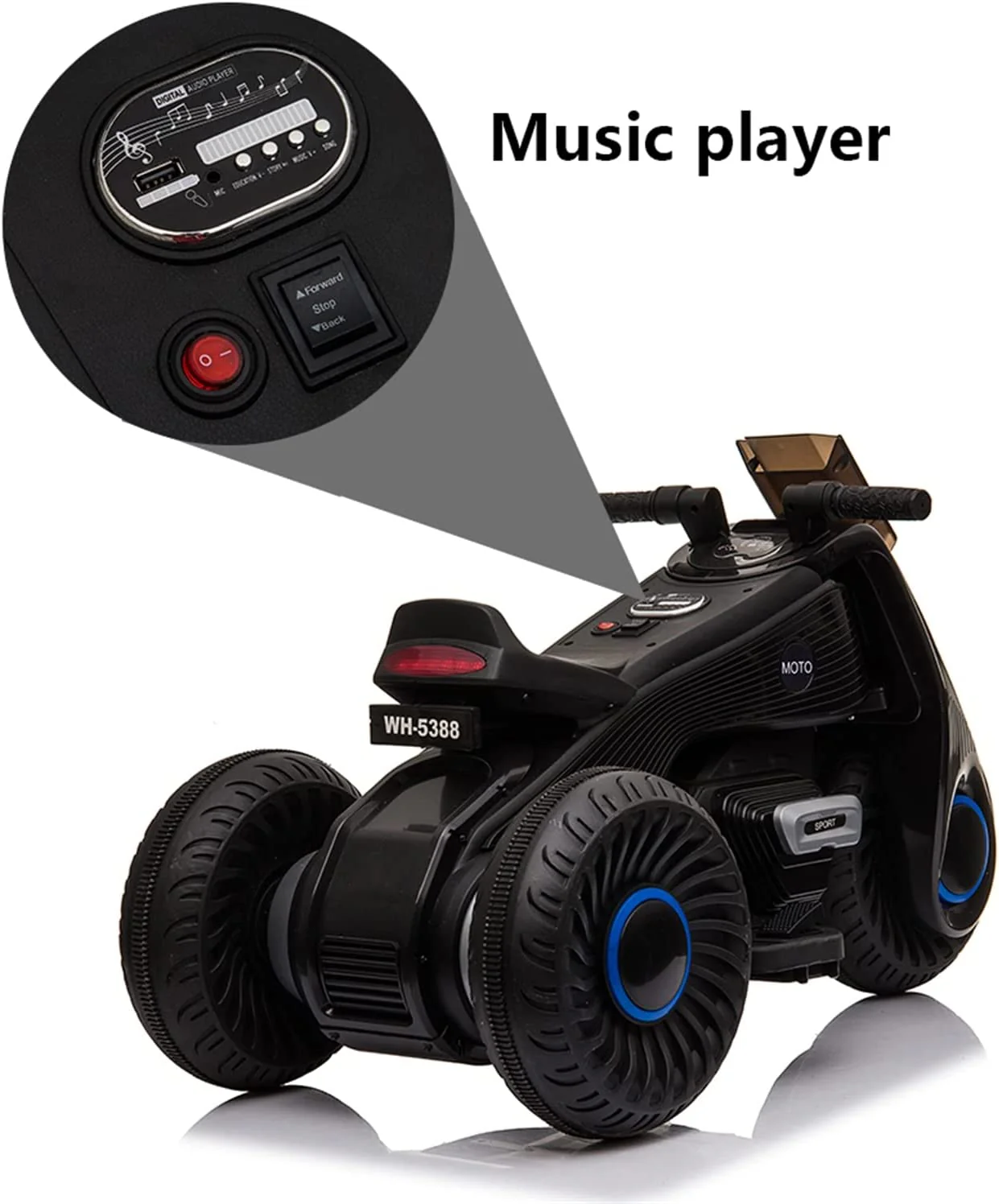 3-Wheel Double Drive Electric Bike for Kids - 6V Ride-On Motorcycle - Image 6