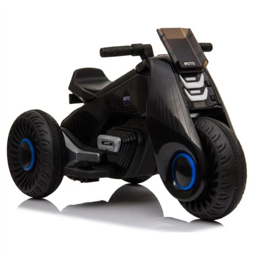 3-Wheel Double Drive Electric Kids Motorcycle in Black - 6V Ride-On Toy for Children - Image 11