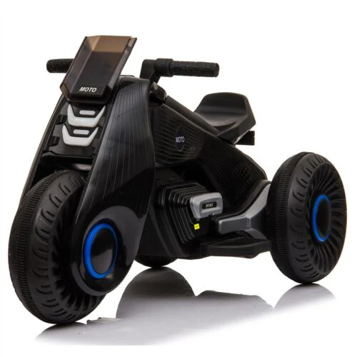 3-Wheel Double Drive Electric Motorcycle for Kids in Sleek Black