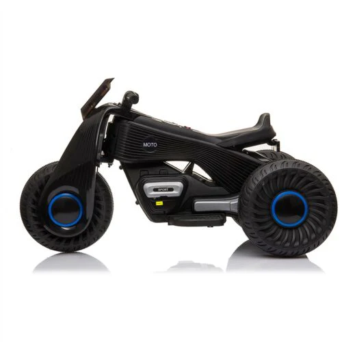 3-Wheel Double Drive Electric Motorcycle for Kids in Sleek Black - Image 8