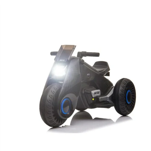 3-Wheel Double Drive Electric Motorcycle for Kids in Sleek Black - Image 9