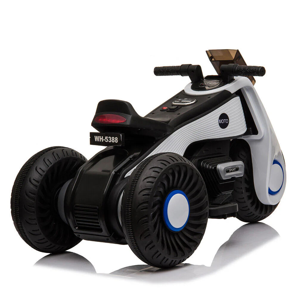 3-Wheel Double Drive Electric Motorcycle for Kids in White - Image 9