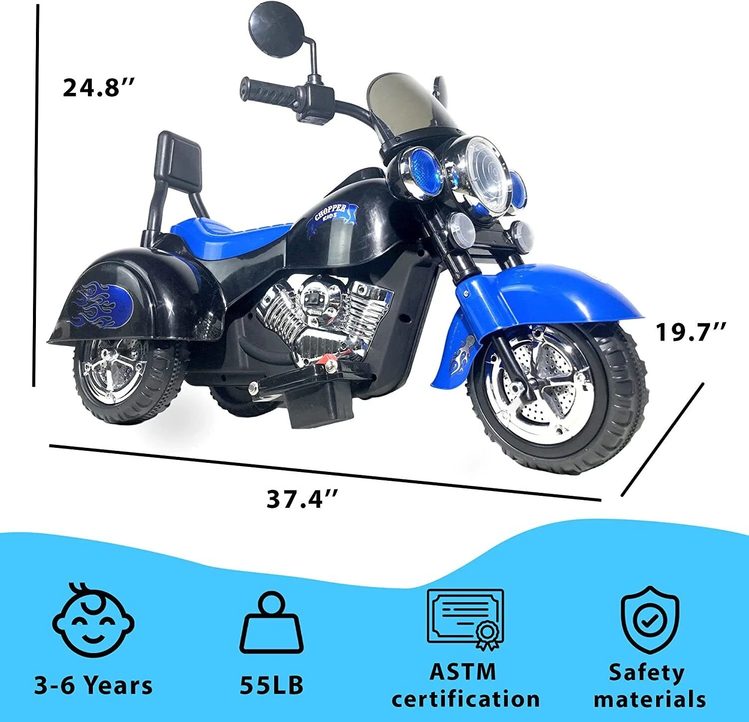 3-Wheel Electric Motorcycle for Kids with LED Headlights and Rechargeable Battery - Image 10