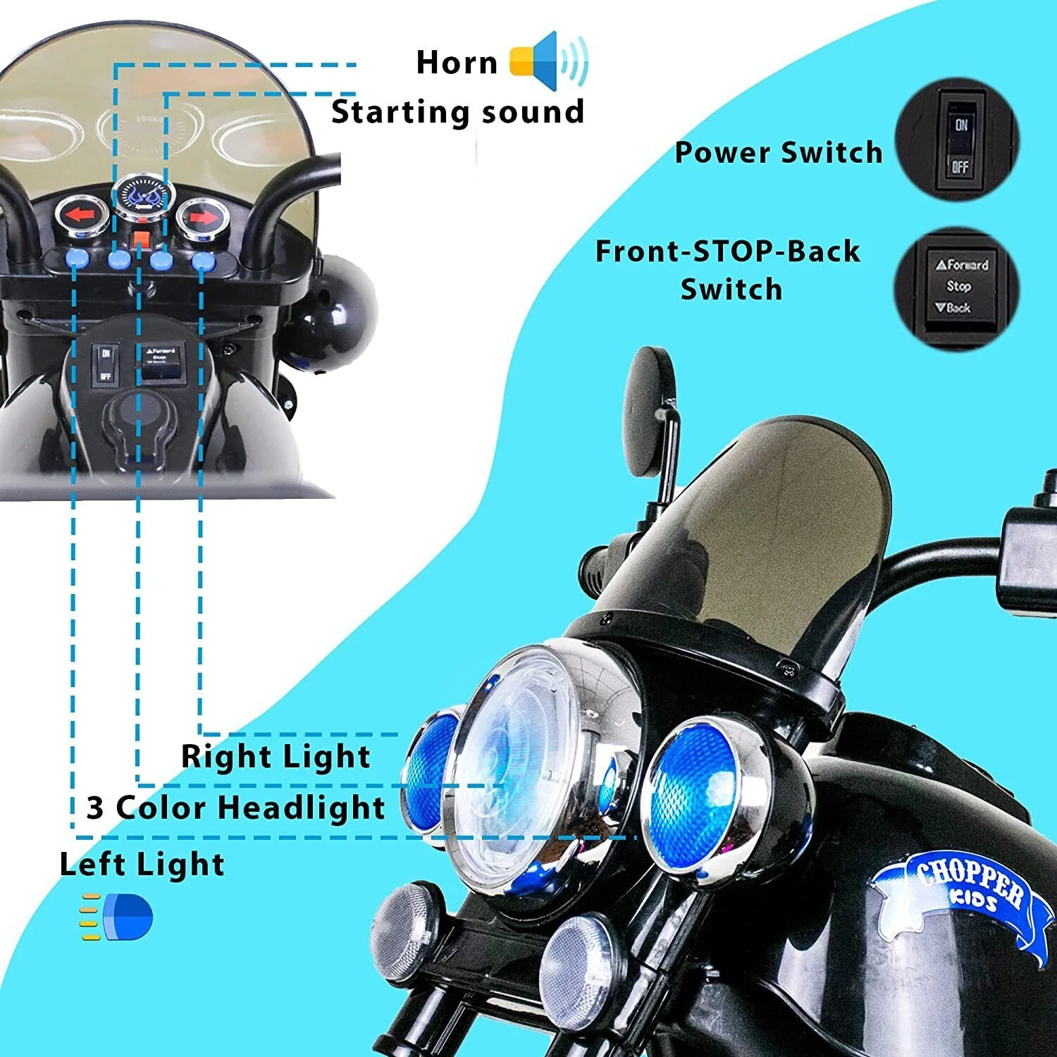 3-Wheel Electric Motorcycle for Kids with LED Headlights and Rechargeable Battery - Image 17