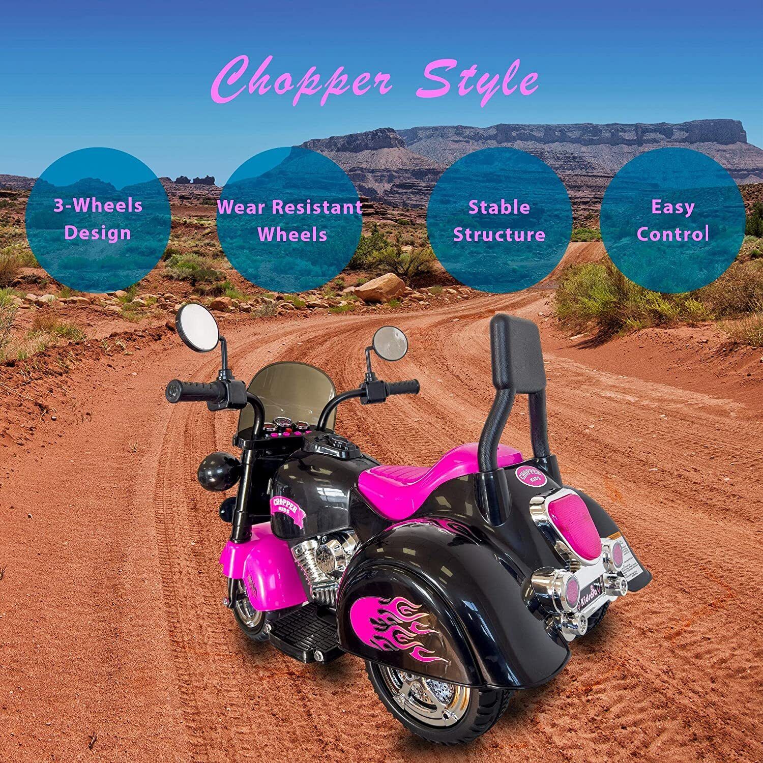 3-Wheel Electric Motorcycle for Kids with LED Headlights and Rechargeable Battery - Image 6